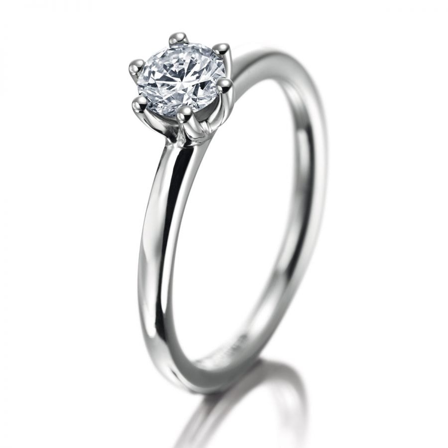 Verlobungsring, Weißgold mit Diamant in Krappenfassung