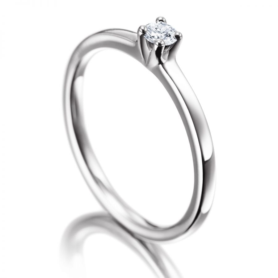 Verlobungsring / Antragsring, Weißgold mit Diamant in Kathedralen-Fassung