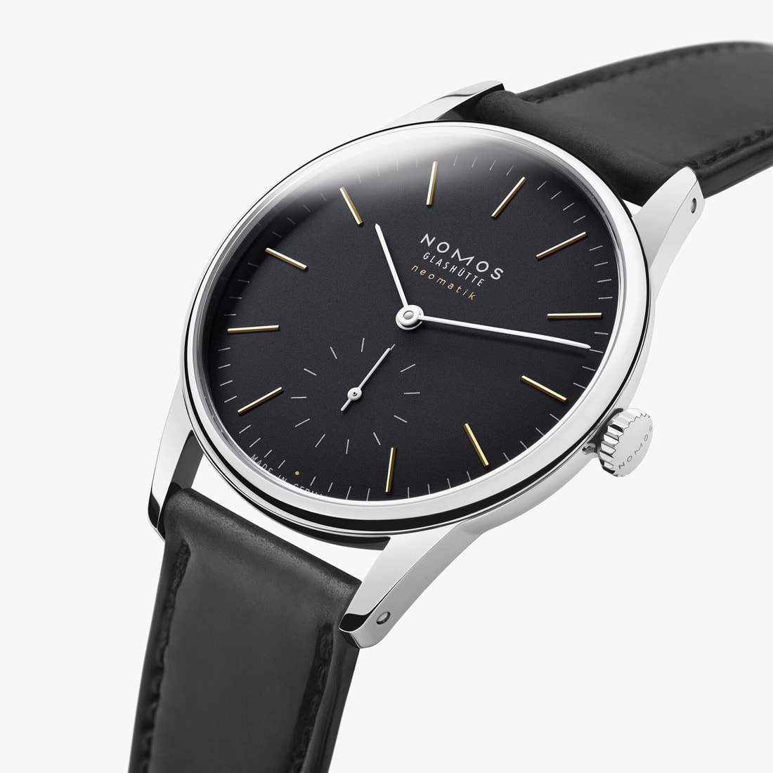NOMOS Orion neomatik new black seitliche Ansicht