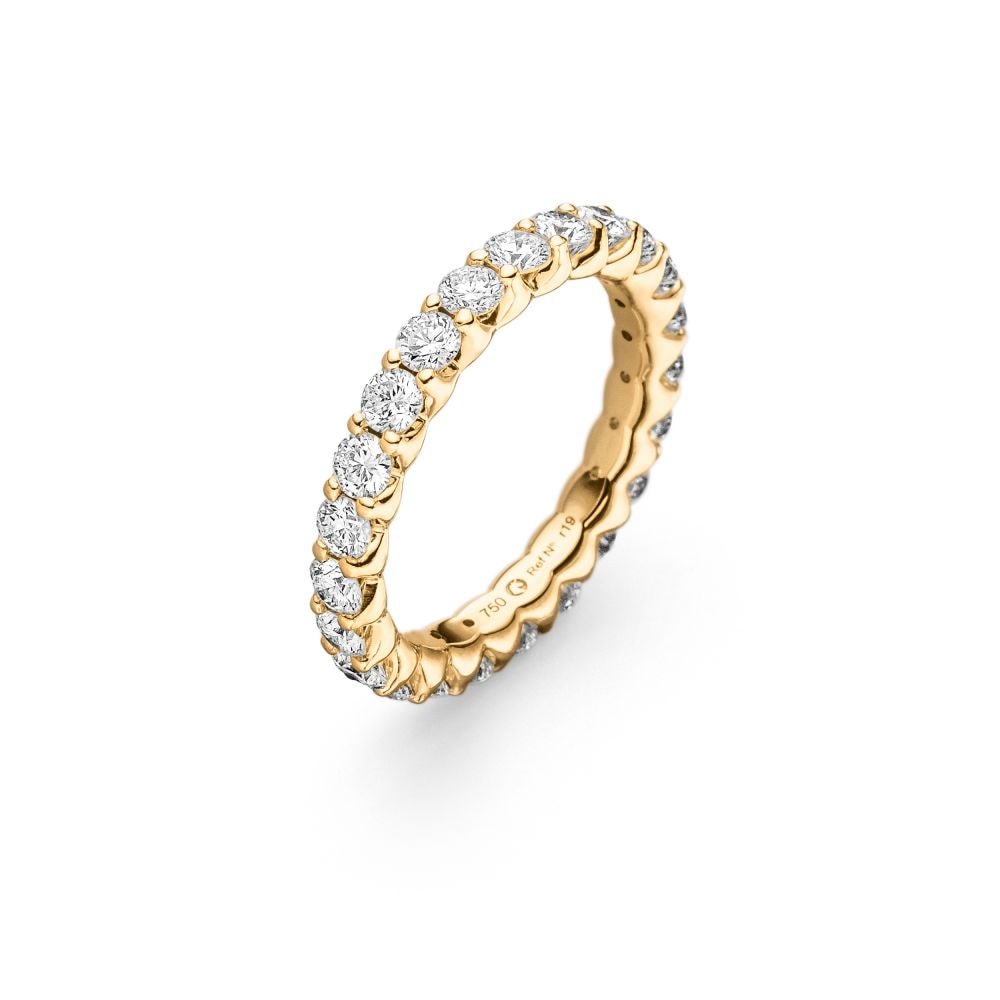 Goldring mit diamantbesetzter Ringschiene