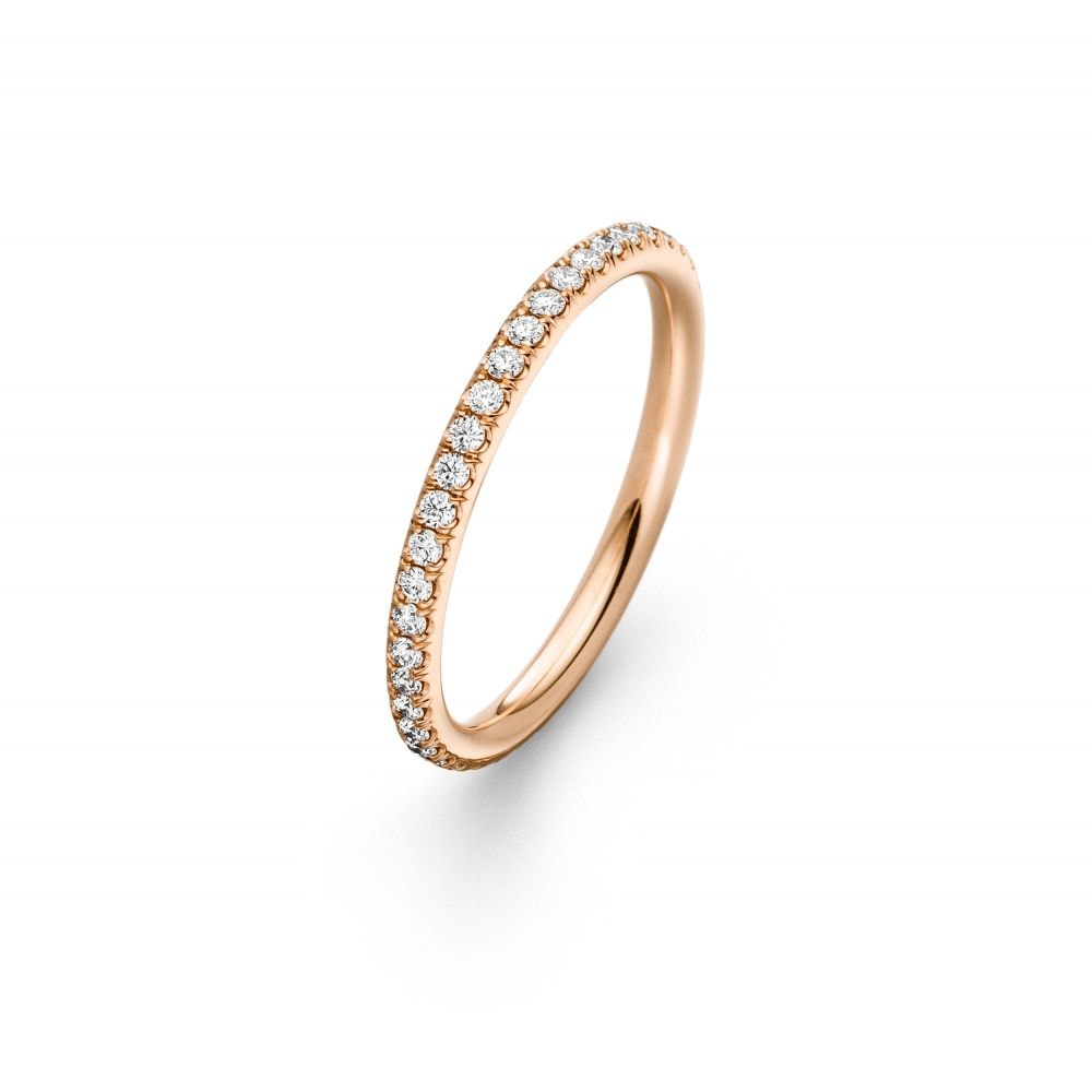 Ring in Gelbgold, Ringschiene besetzt mit Diamanten