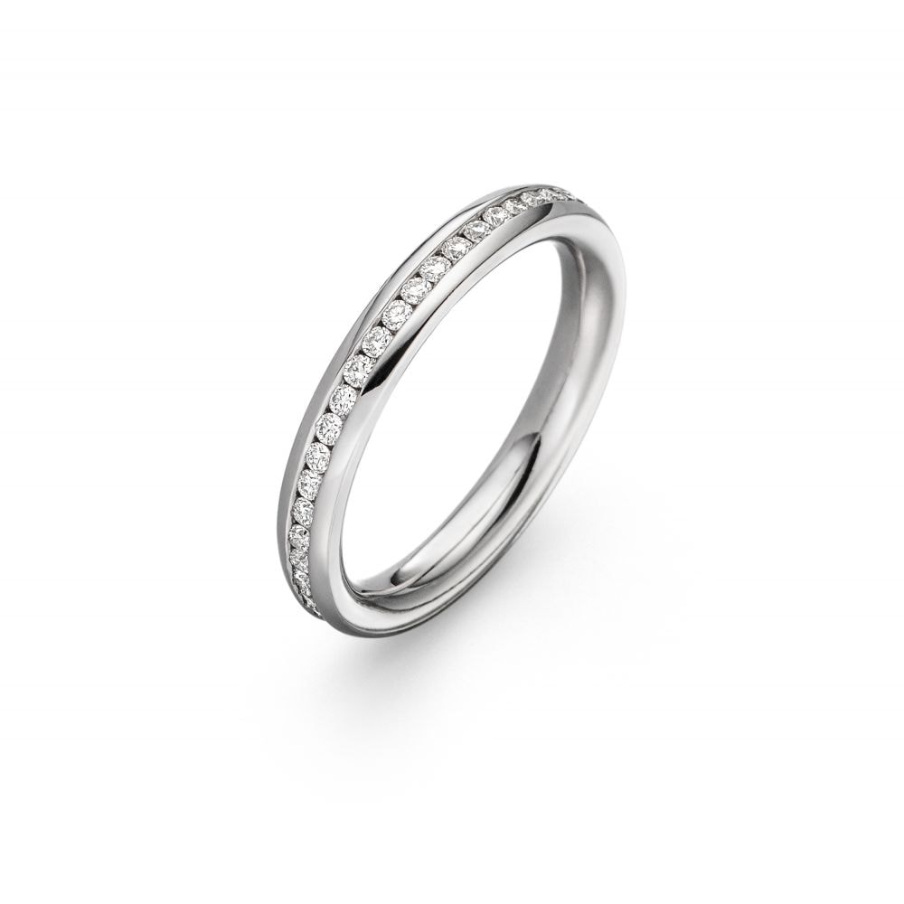 Ring in Weißgold mit Diamanten in Ringschiene