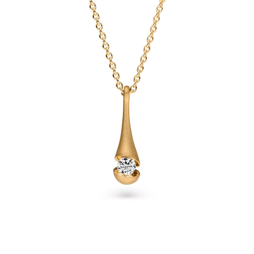 114 CALD3 10, Calla Anhänger, Geldgold, 0,10ct