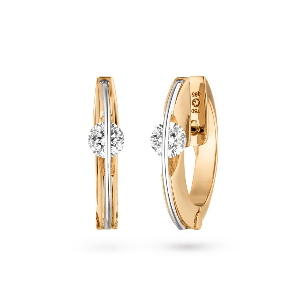 L1056, Liberté Ohrschmuck, Gelbgold, frei beweglicher Brillant
