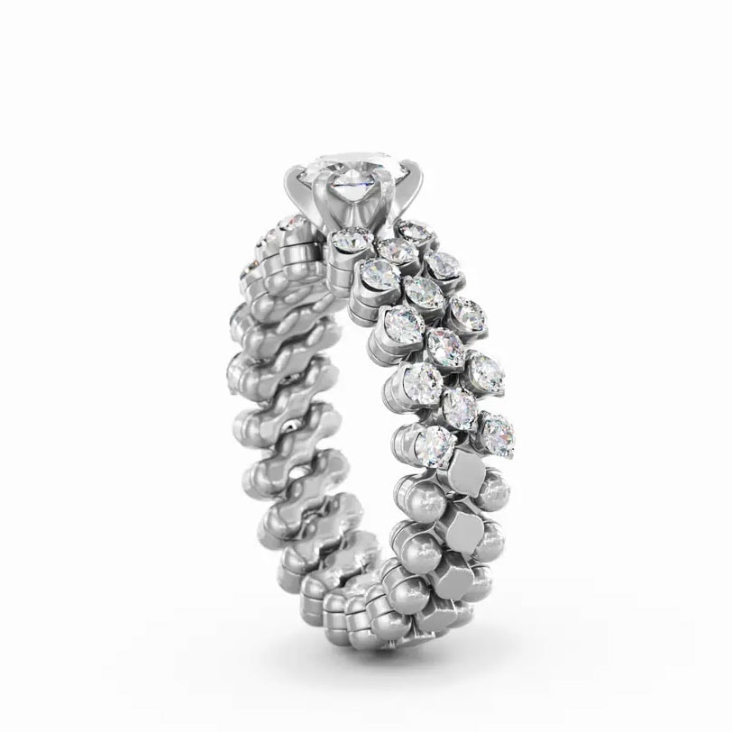 RMS SL WD 050 3H2 WG, Multisize Ring UNICO Weißgold, Solitär Weiße Diamanten 0,50 ct, 3 Reihen
