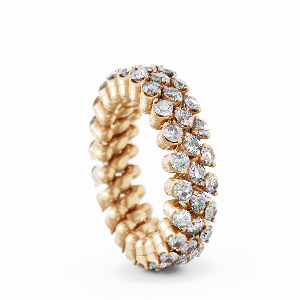 RMS 3F2 RG WD, Ring Multisize, 3 Reihen, Roségold, weiße Diamanten 0,02 ct