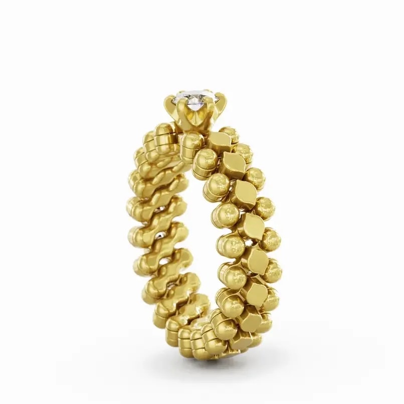 RMS SL WD 030 3N2 YG, Multisize Ring UNICO Gelbgold, Solitär Weiße Diamanten 0.30 ct, 3 Reihen