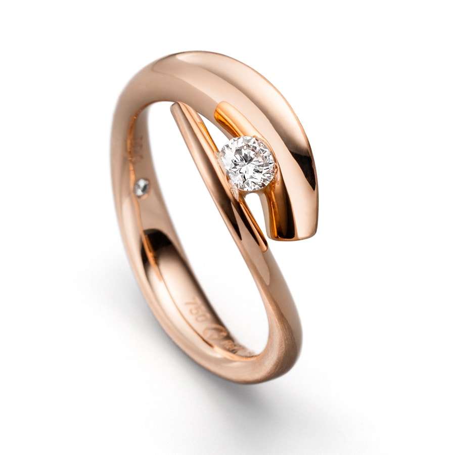 Diamantring Protegé Rotgold