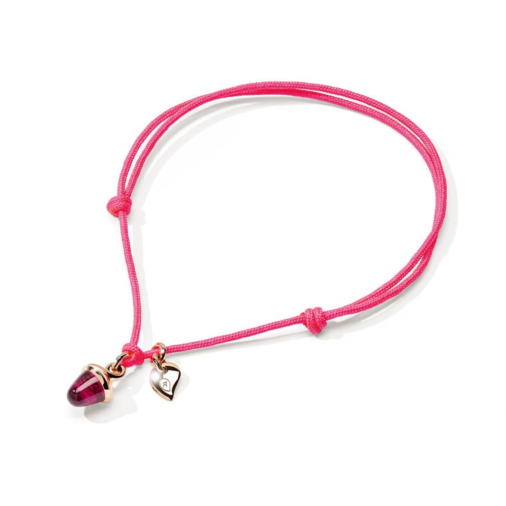 Nylonarmband 'myMIKADO' mit rosa Turmalin Minikegel, B-MM-TuRo-yg