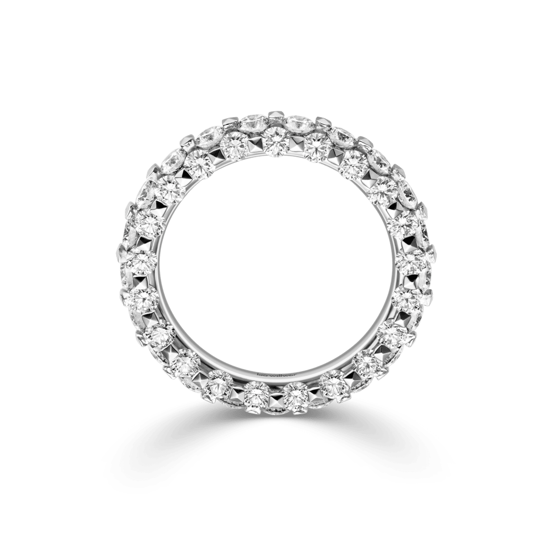 Memoire-Ring The Ultimate in Weißgold, rundum mit Diamanten besetzt, stehend von vorn