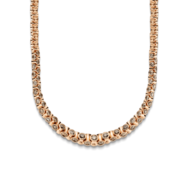 Collier aus Roségold-Gliedern mit gefassten braunen Diamanten
