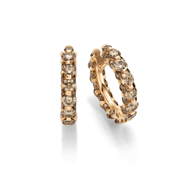 Creolen in Roségold mit braunen Diamanten