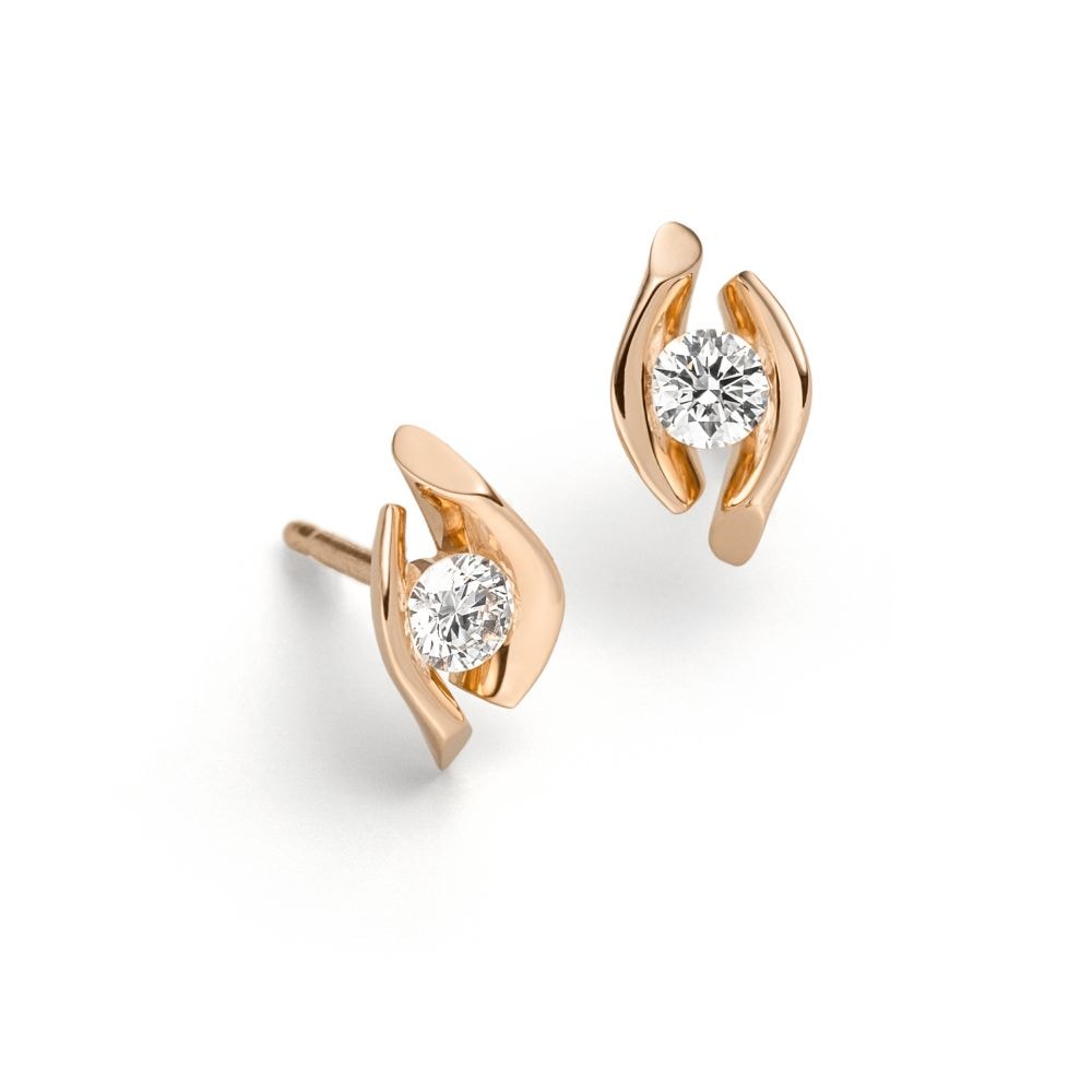 Diamant-Ohrstecker in Rotgold