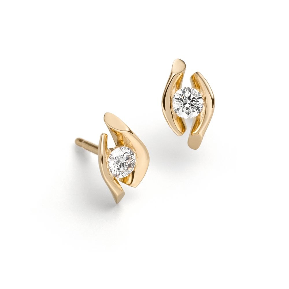 Ohrstecker mit Diamant in Gelbgold