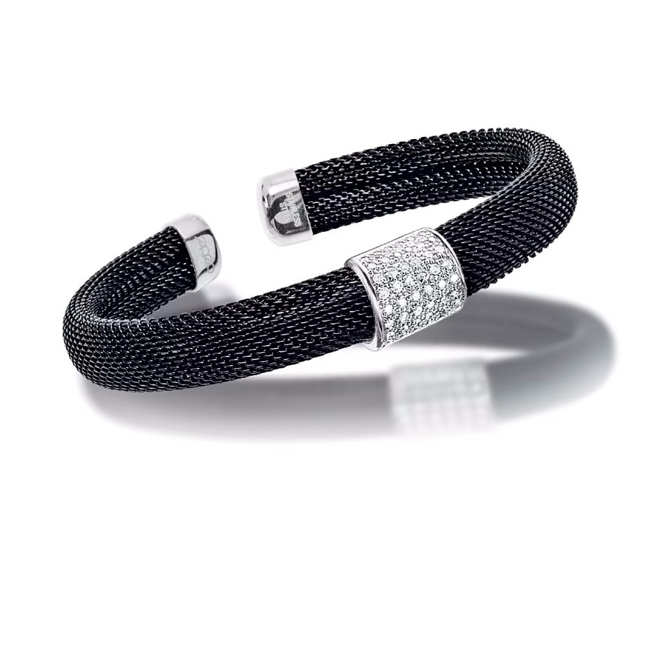 Cédé Brillantarmspange Milanaise schwarz, 06782