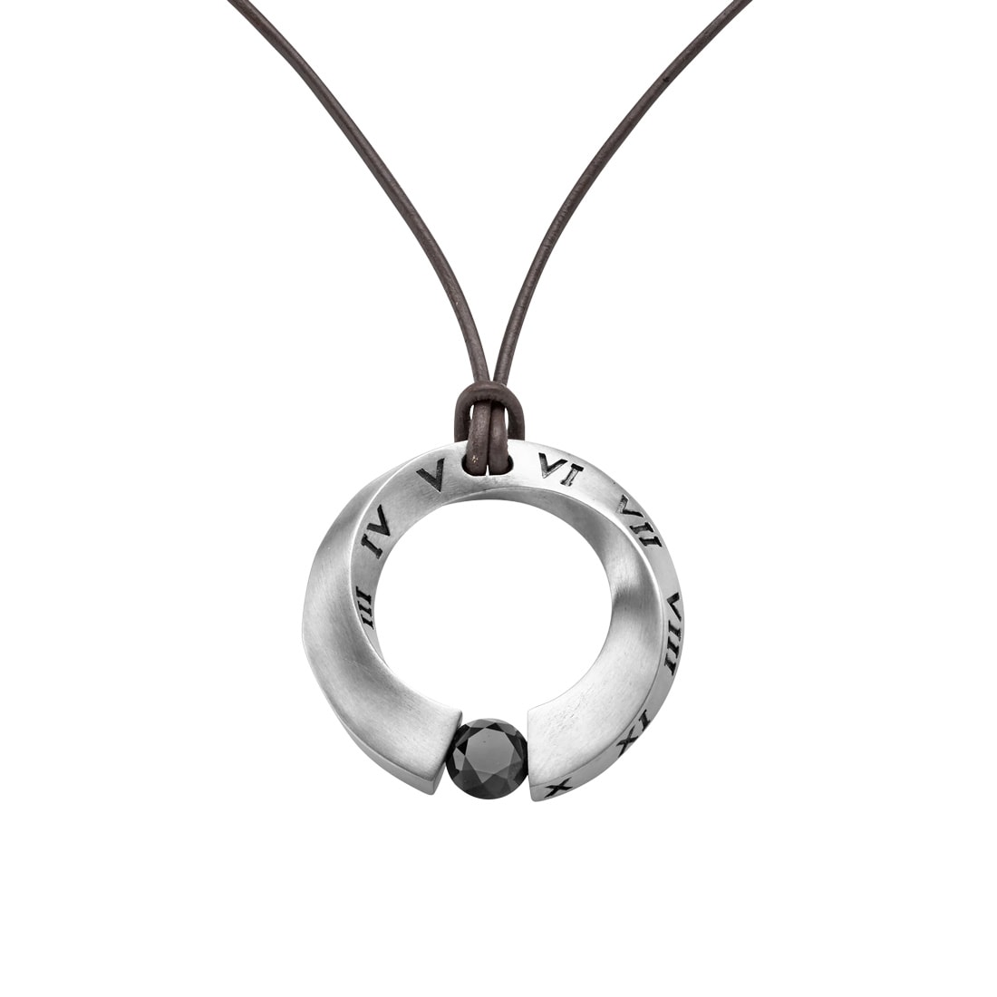 Herrenschmuck Anhänger, schwarzer Diamant, 21-0998771-9000, 30 × 30 × 4 mm, Weißgold