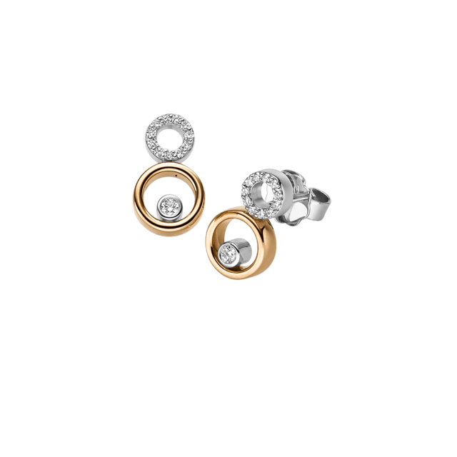 Ohrstecker aus Kreisen in Rosé- und Weißgold mit Diamanten
