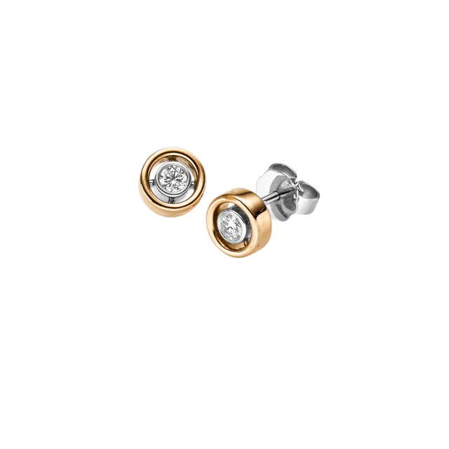Runde Ohrstecker mit Diamant in Roségold-Zargenfassung