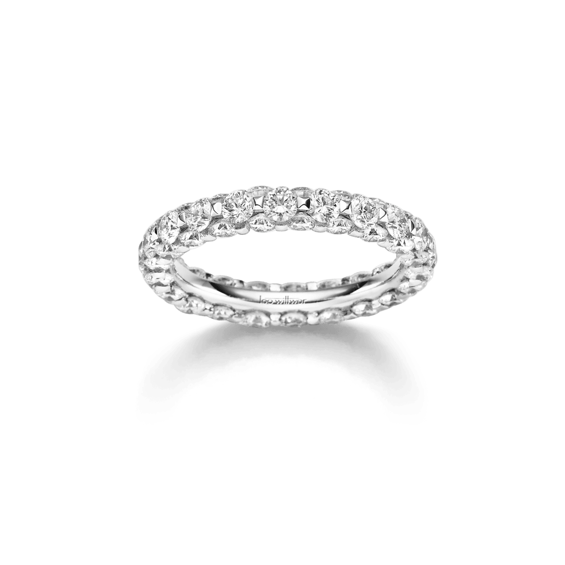 Memoire-Ring The Ultimate in Weißgold, rundum mit Diamanten besetzt, liegend