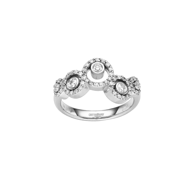 Weißgoldring mit drei diamantbesetzten Kreisen