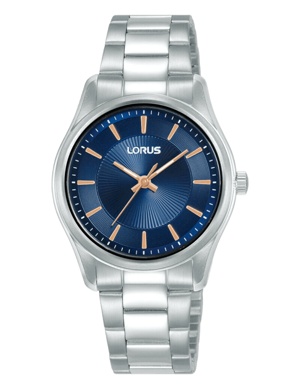 Lorus Damenuhr mit blauem Zifferblatt und Edelstahlarmband